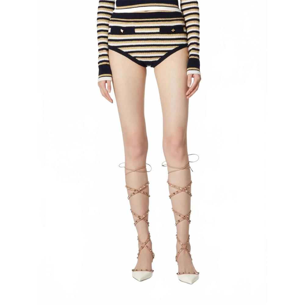 NEW VALENTINO striped lurex mini shorts in multi